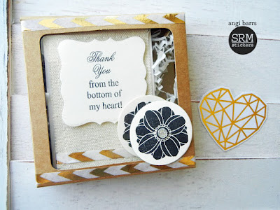 SRM Stickers Blog - Fun with Dies, Boxes and Stamps by Angi - #die #janesdoodles #fancydoodles #kraftwindowbox #tag #thankyou #gift