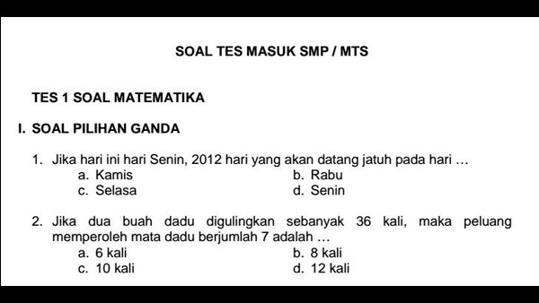 Contoh Soal Tes Masuk Smp Kanisius Contoh Soal Terbaru