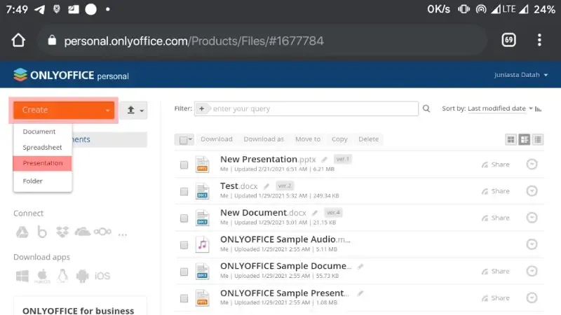 Cara Membuat PPT di HP Android Tanpa Aplikasi Dengan OnlyOffice.com