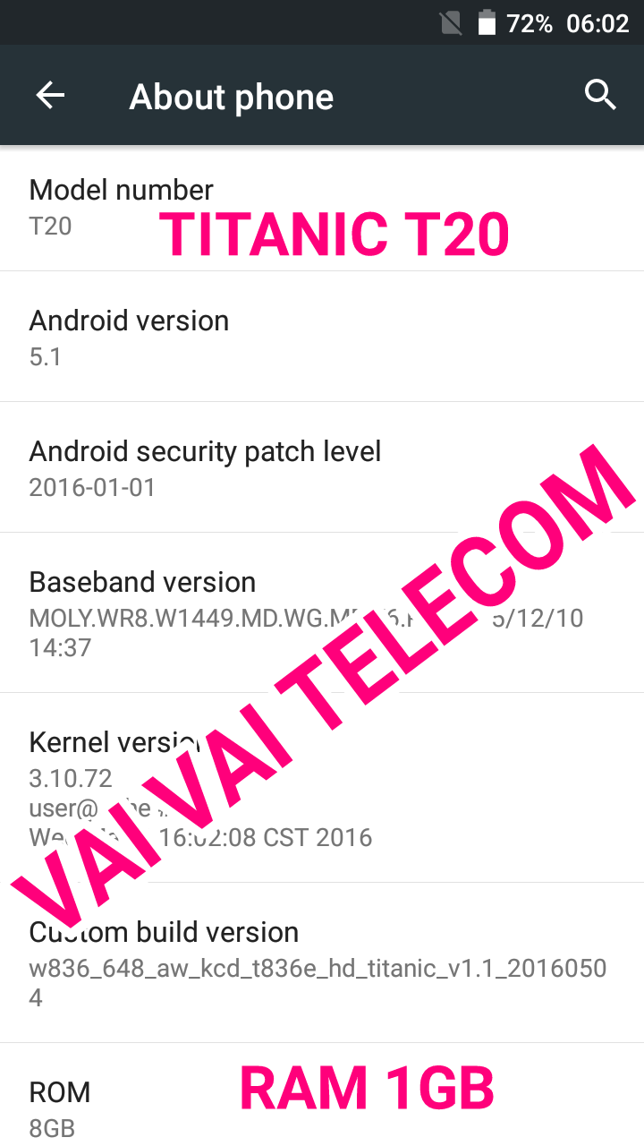 VAI VAI TITANIC T20 FLASH FILE MT6580 V6.0 1000TESTED BY VAI