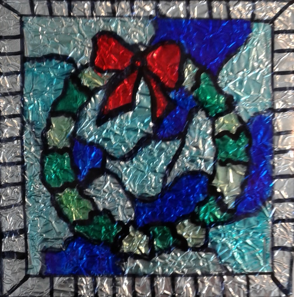 Stained glass on bottom, wrapped in hobby came, glued down Bat tissue paper  and topped off with glitter and UV resin : r/StainedGlass