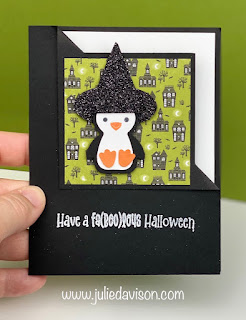 Stampin' Up! Halloween Penguin Witch Corner Flip Card + VIDEO Tutorial ~ www.juliedavison.com #stampinup