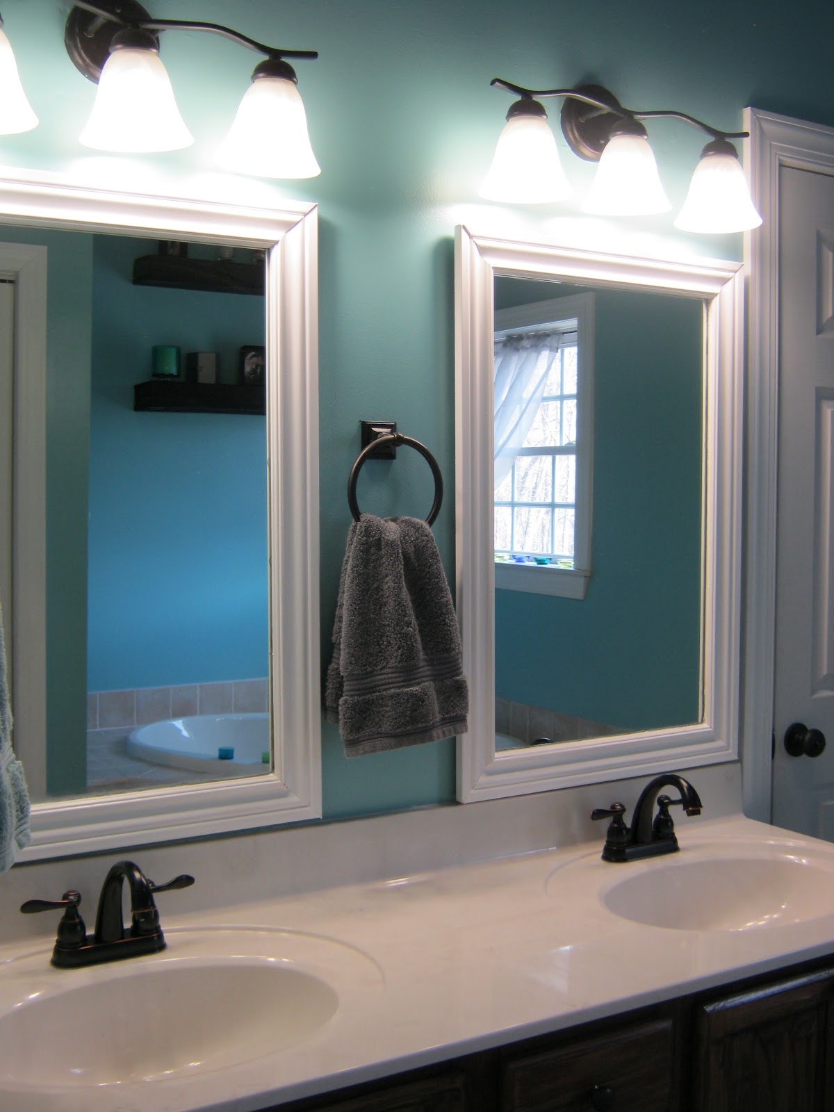Paint Speckled Pawprints: Framed Bathroom Mirrors