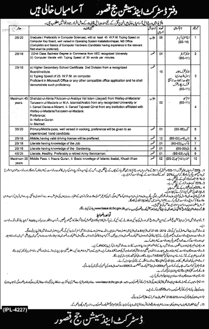 Jobs In Office Of The District And Session Judge May 2019 Download Application Form