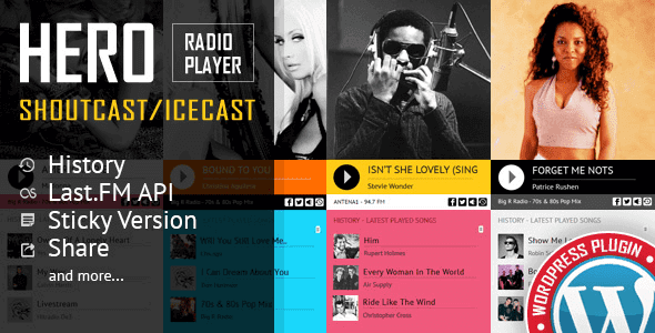 Hero - Shoutcast And Icecast Radio Player With History WordPress Plugin