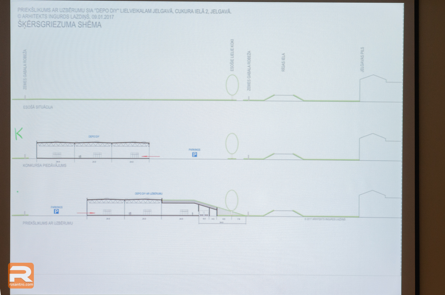 Arhitekts Ingurds Lazdiņš prezentē alternatīvo priekšlikumu "Depo" veikala projektam