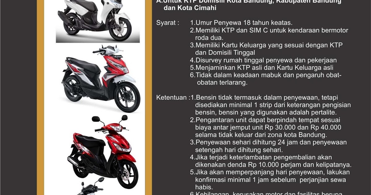 RENTAL MOTOR BANDUNG KUKURILINGAN RENTAL MOTOR Syarat & Ketentuan