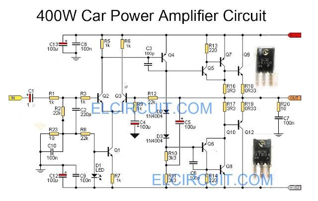 Car power amplifier circuit using C5100 / A1908