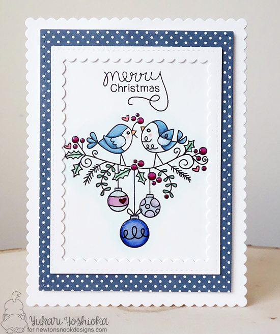 Bird Christmas Card by Yukari Yoshioka | Holiday Tweets Stamp Set by Newton's Nook Designs #newtonsnook