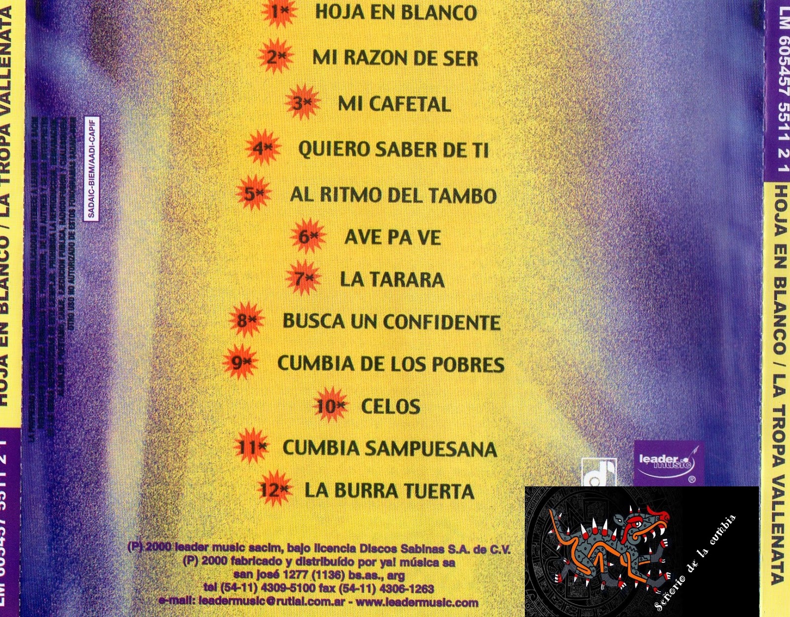 Señorío de la cumbia La Tropa VallenataHoja En Blanco