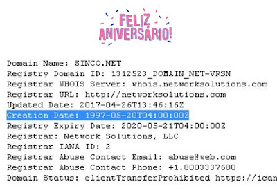 Domínio SINCO.NET completa 22 anos