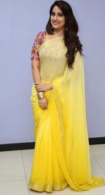 South Indian TV Actress Manjusha Stills In Traditional Yellow Saree 103