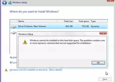 كيفية حل الخطأ "لا يمكن تثبيت الويندوز على هذا القرص" في نظام التشغيل Windows 10؟