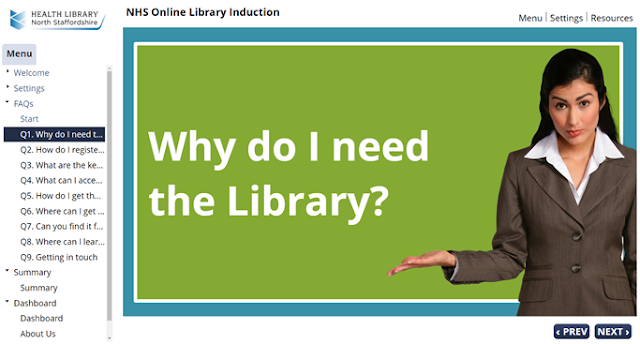 Screenshot from the Health Library online induction
