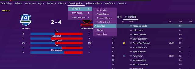 fm20 rakip takım son maç analiz