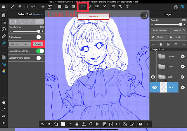 How to use "Delete" in MediBang Paint