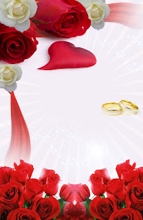 Tarjeta de Invitación Novedosa para Boda Gratis Rosas Blancas, Rojas y Anillos