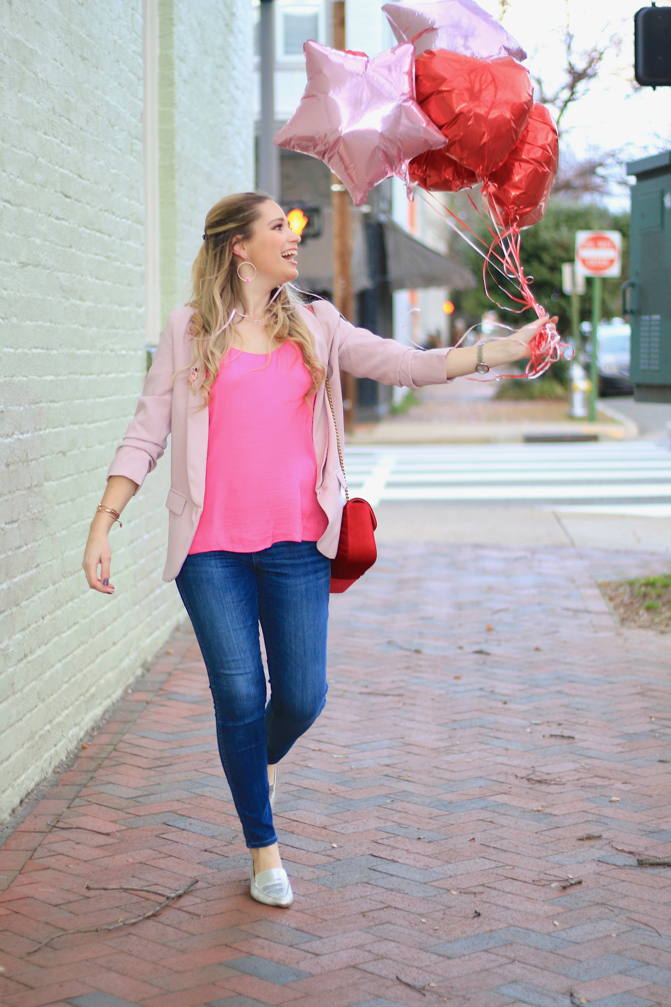 Pink and Red Color Block Valentine's Day Outfit Idea - Authentically B