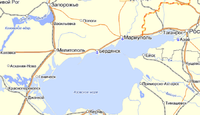 Граница таганрог мариуполь карта