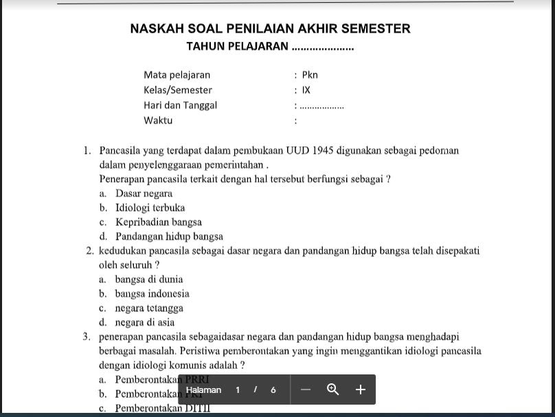 Soal Pas Pkn Kelas 9 K13 50 Pg Sem 1 Ganjil Soal Pelajaran