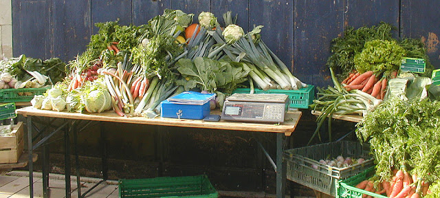 Organic vegetables at a village market, Indre et Loire, France. Photo by Loire Valley Time Travel.