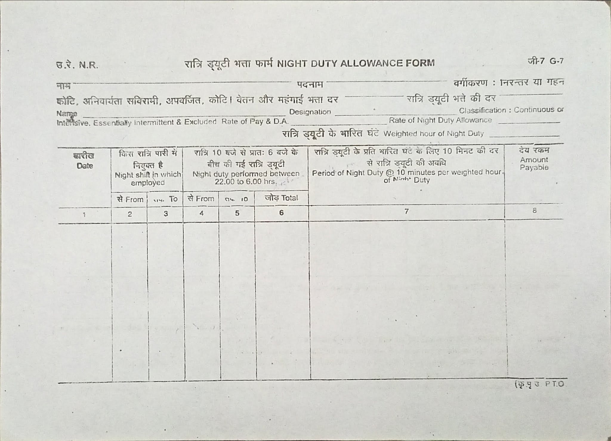 railway travel allowance form