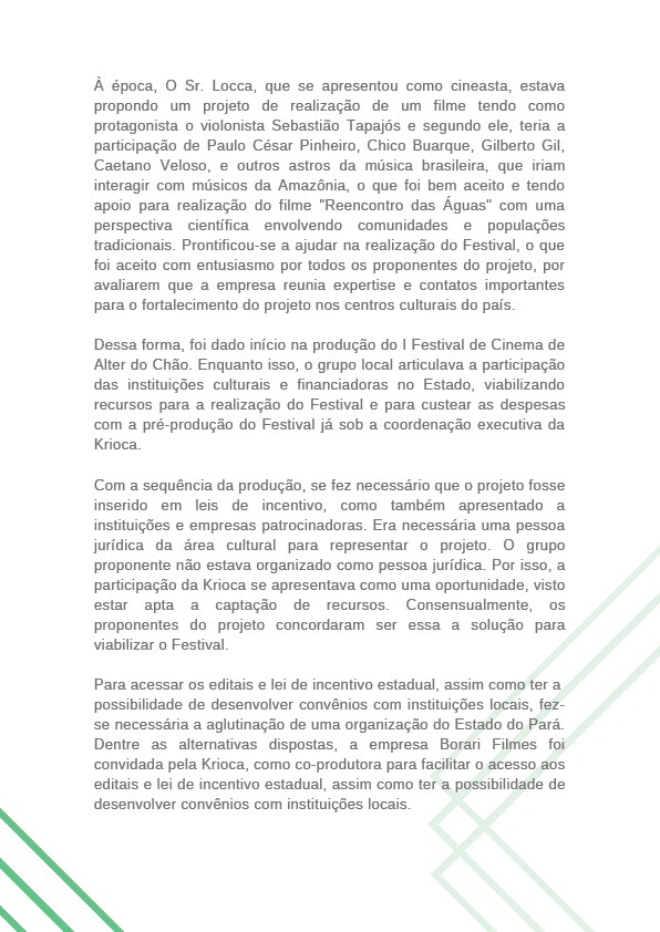 carta aberta alter do chão