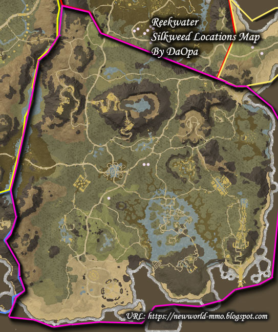 New World Reekwater silkweed map