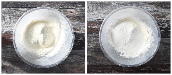 Making raspberry & white chocolate cupcakes - step 2 Making raspberry & white chocolate cupcakes - step 2 - dry ingredients measure into a mixing bowl