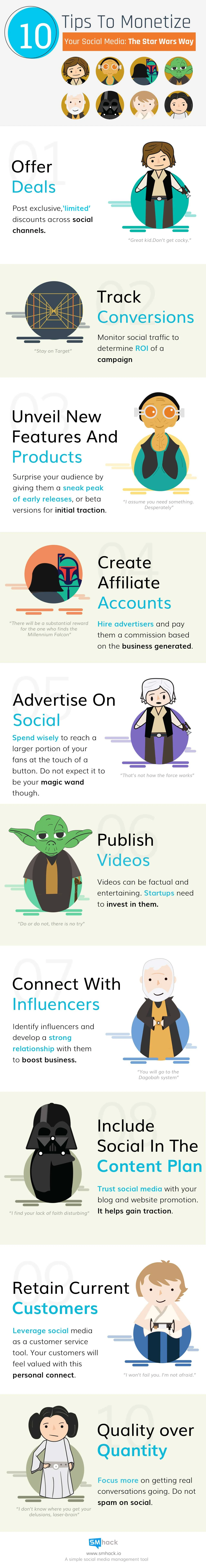  10 Tips to Monetize Your Social Media: The Star Wars Way - #infographic
