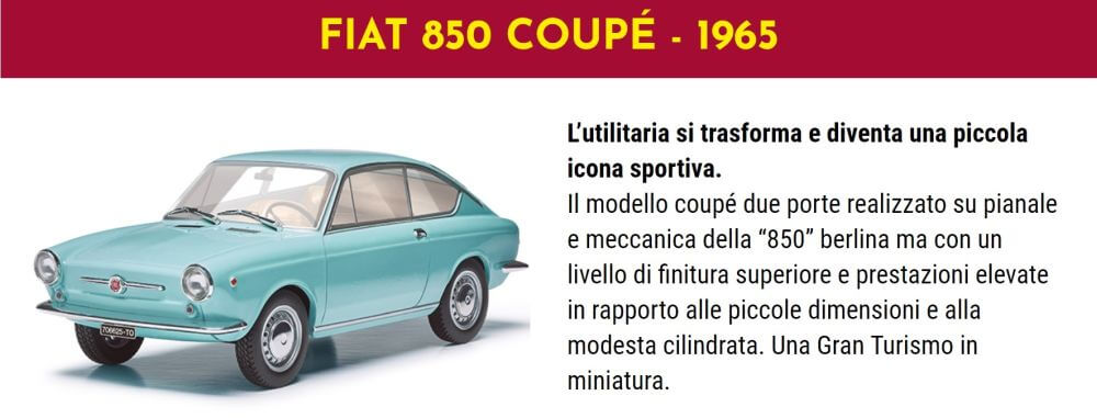 fiat 850 coupe 1:24, fiat 850 coupe fiat story collection 120 anni di successi, collezione fiat story collection, test fiat story collection 120 anni di successi