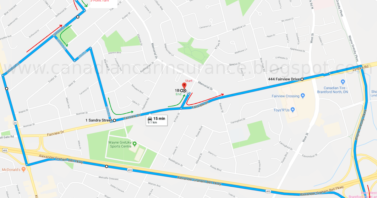 Brantford G Road Test Route 2 Maps