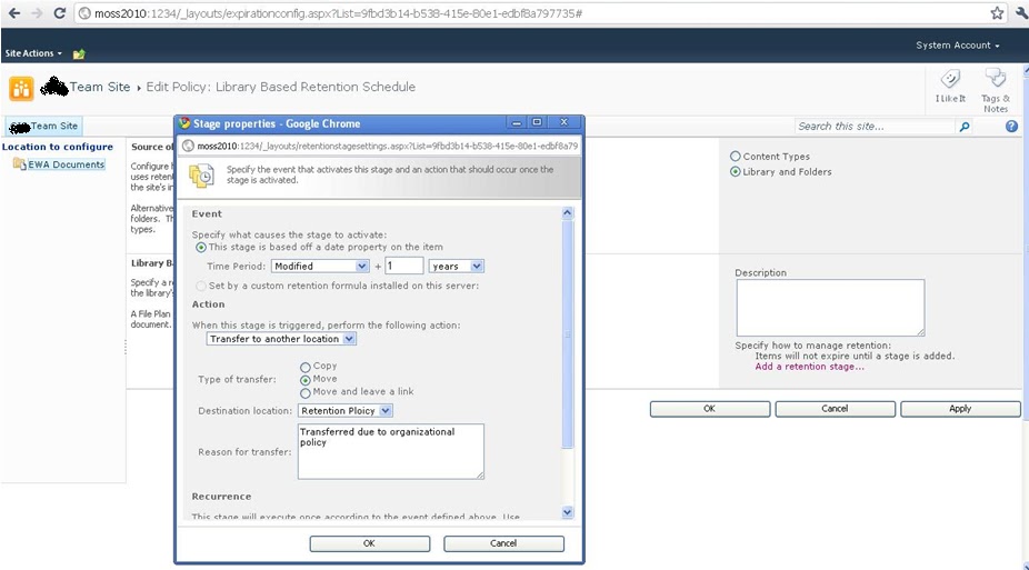 Retention Policy For Document Library In SharePoint 2010 SharePoint