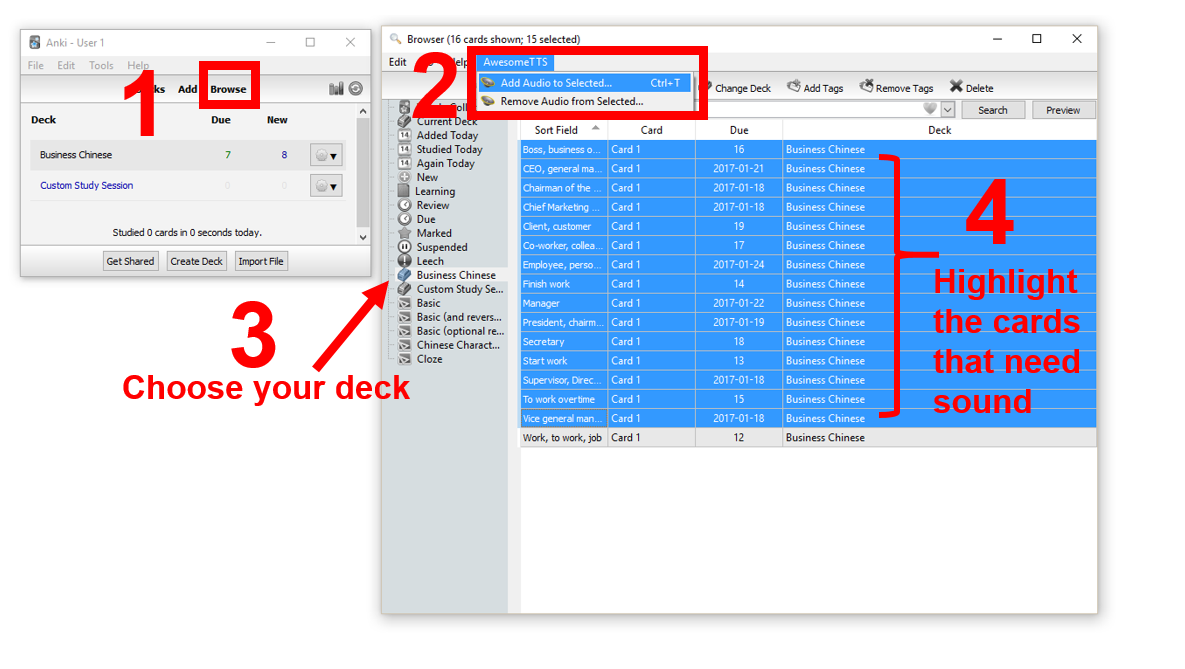 8 Chinese Words How to make Chinese Flashcards with Anki (With Pin Yin, Characters and Sound)