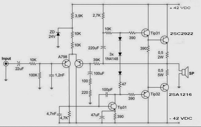 Skema Rangkaian Power Amplifier Sanken | Gambar Rangkaian Elektronika