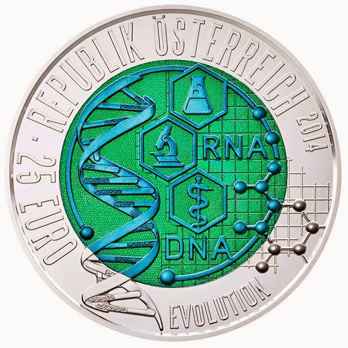 commemorative coins Austria 25 Euro Silver Niobium Coin 2014 The Dawn of a New Era, Evolution