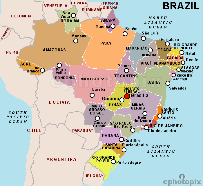 Штат в бразилии 5. Штаты Бразилии на карте. Провинции Бразилии. Административное деление Бразилии. Административно-территориальное деление Бразилии.