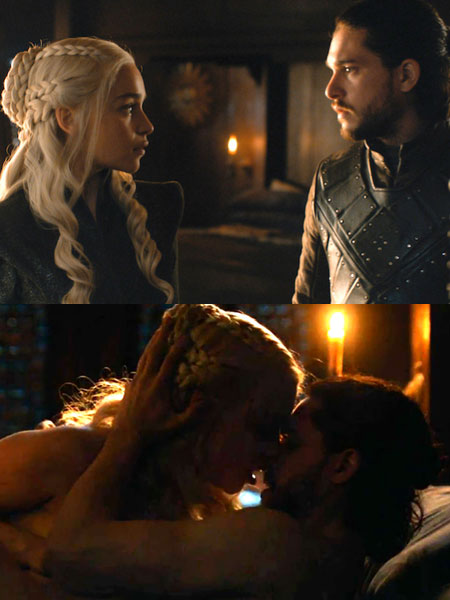Джон и Денерис любовна сцена Game of thrones 7 сезон Джон и Денерис любовна сцена