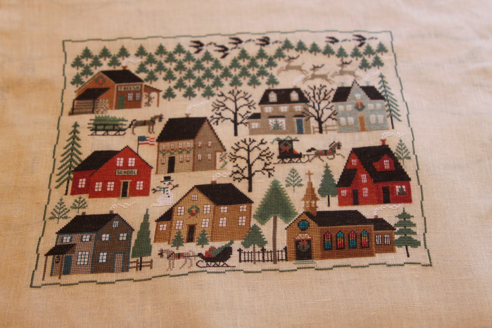Kajsa's stitching and more: Finished Prairie Schooler Christmas Village