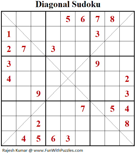 Diagonal Sudoku Puzzle (Fun With Sudoku #321)