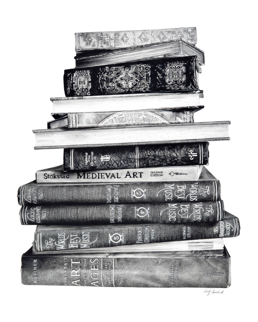 stack of books drawing stack of books drawing