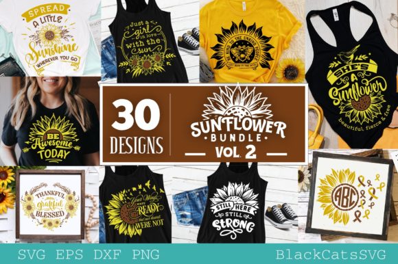 Download Free Sunflower Bundle 30 Designs Vol 2 PSD Mockup Template