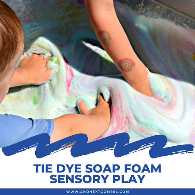 Tie dye soap foam sensory play