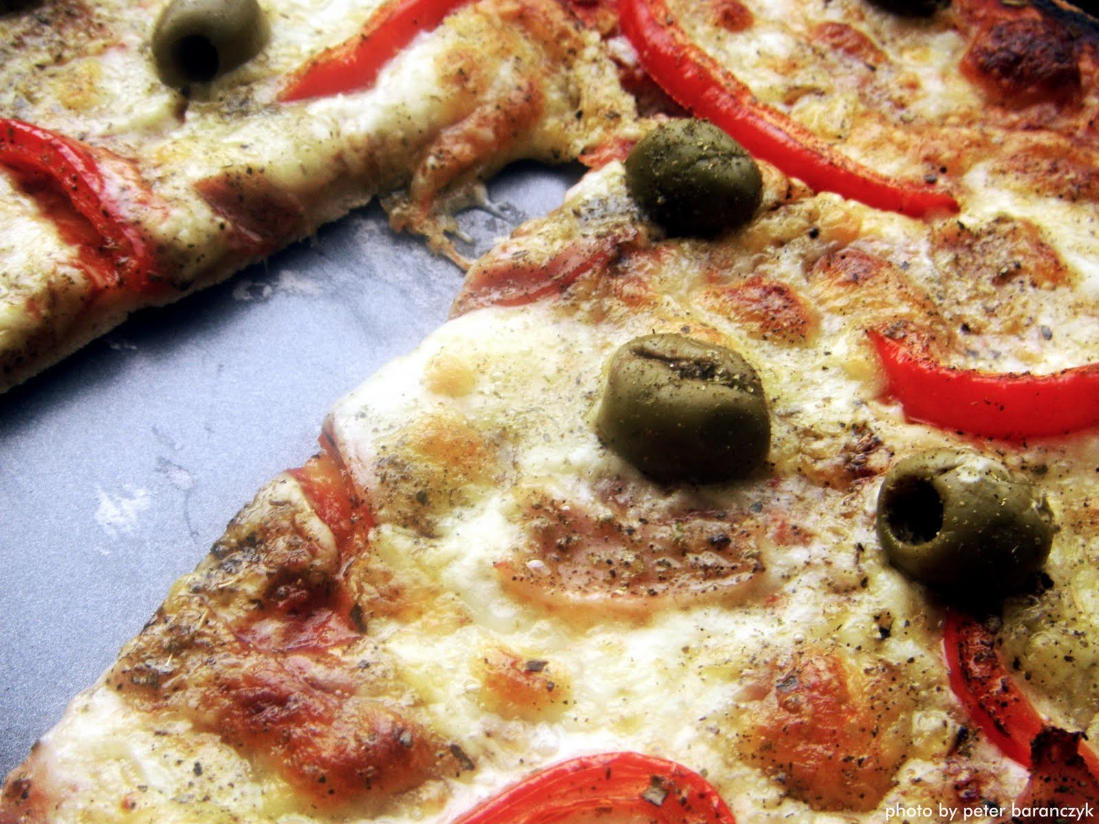 In Love with Cooking Ham and Green Olives Pizza