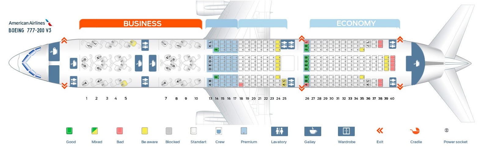 Boeing 777 Wide Body Jet Seating Chart