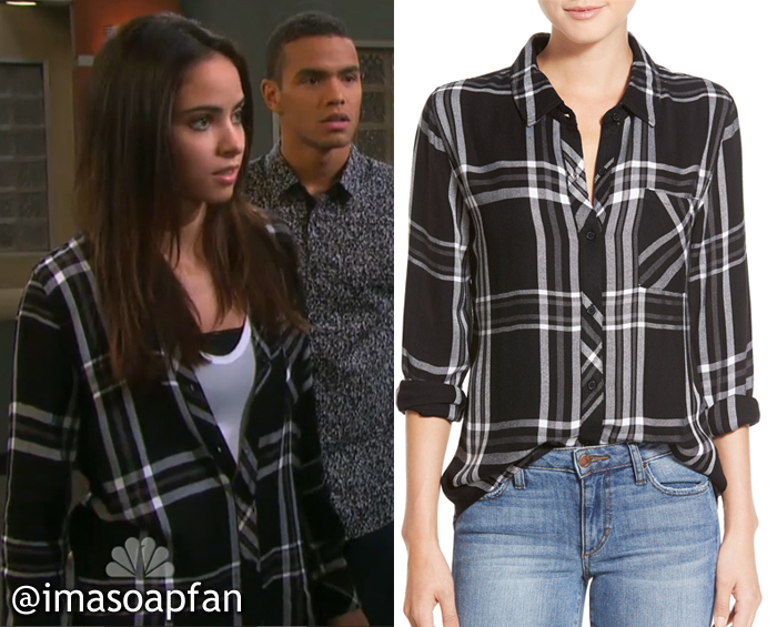 Ciara Brady, Vivian Jovanni, Days of Our Lives, Black, White, and Grey Plaid Shirt