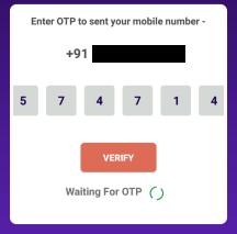 enter otp and verify
