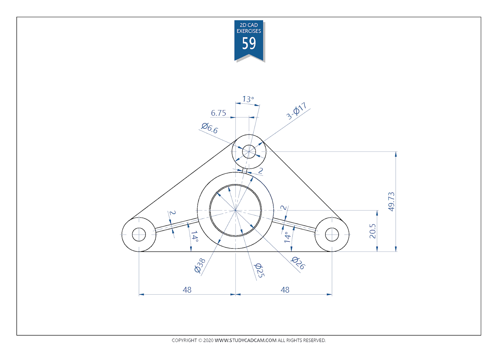 2d Cad Exercises 59 Studycadcam