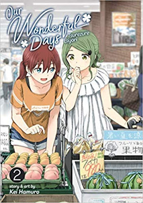 two teen girls shopping for fruit at an outdoor market