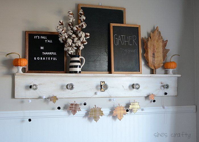 Fall Mantel with chalkboards and letterboard